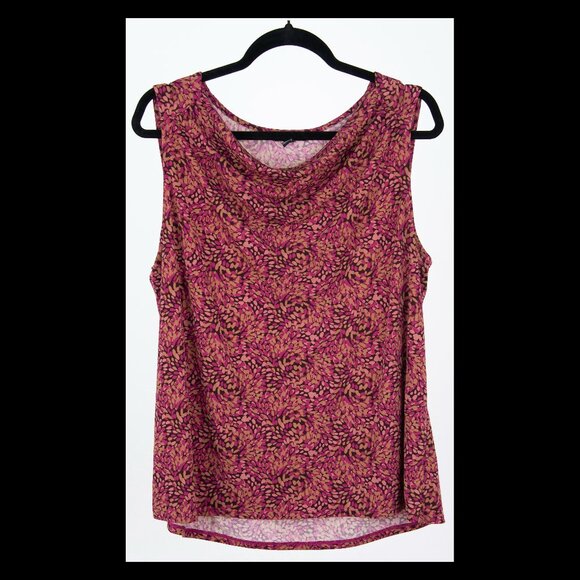 41 Hawthorn Womens Pink Beige Brown Abstract Cowl Neck Sleeveless Top XL EUC - Picture 1 of 2